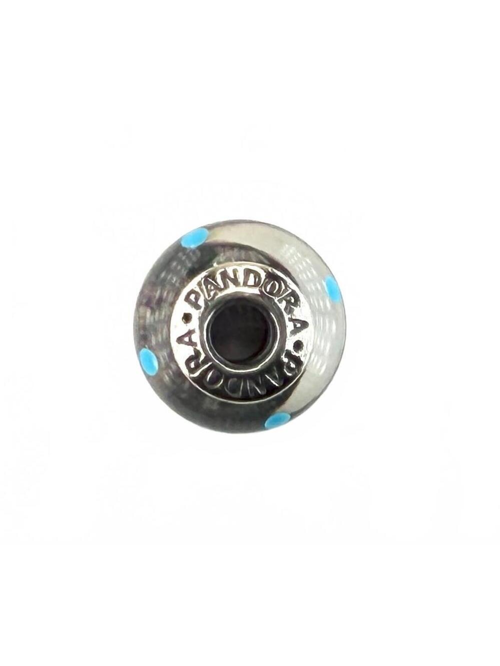 Pandora Retired Murano Glass Turquoise Blue Polka Dot Charm 925 Sterling Silver